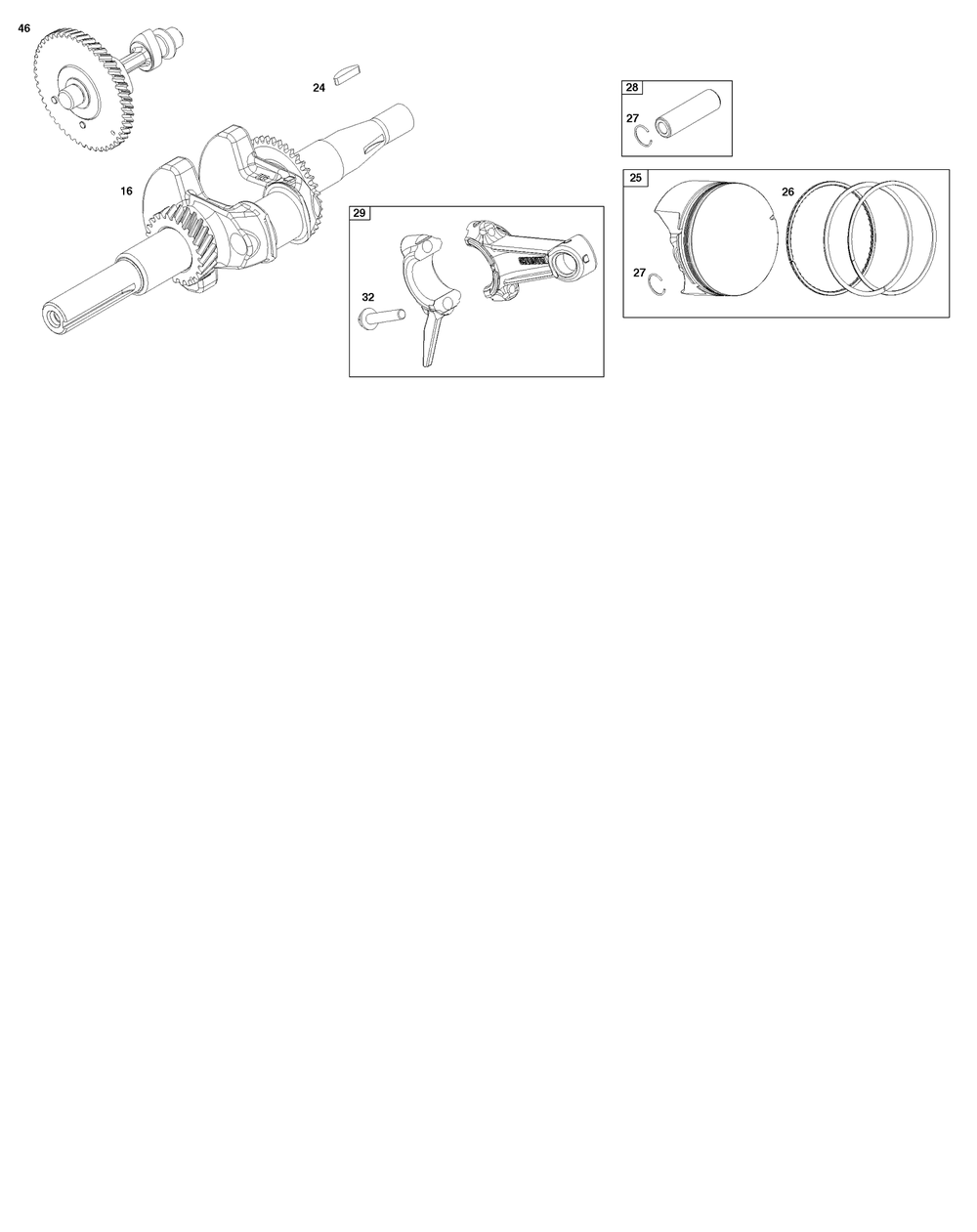 Crankshaft Group Diagram and Parts List for 12V367-0150-F1  Briggs and Stratton Engine
